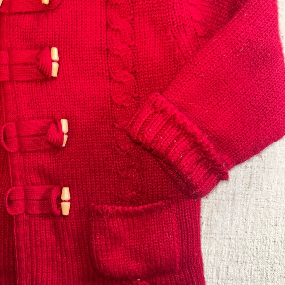 Sarah Louise Red Knit Toggle Cardigan Sweater 3T Cozy Winter Vintage Storybook - Picture 4 of 8
